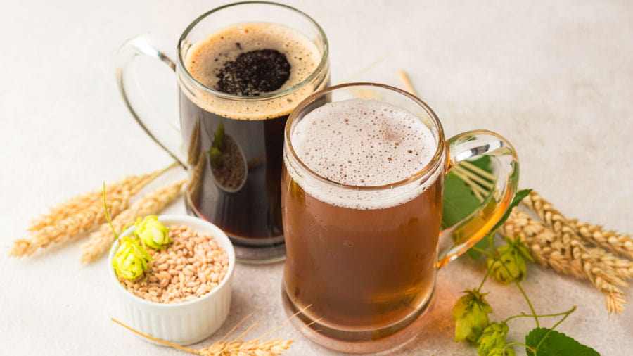 high angle beer mugs wheat seeds min